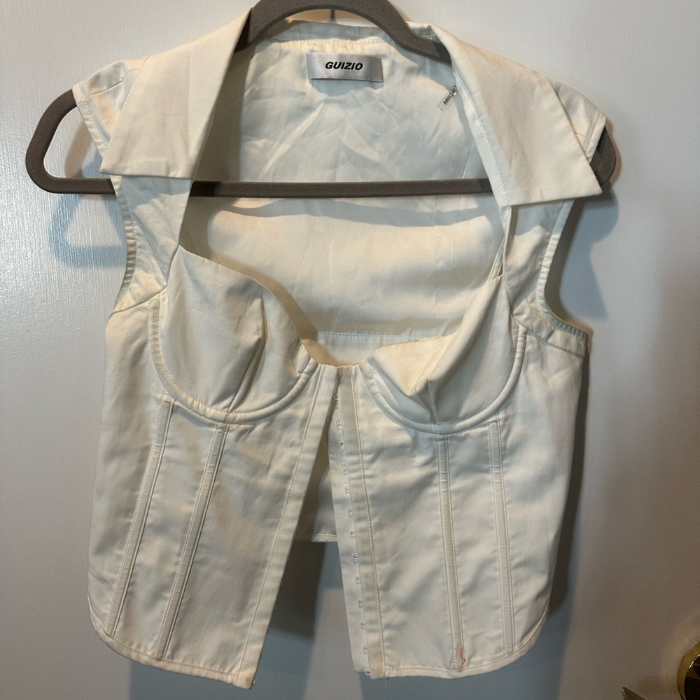 Guizio White Sleeveless Corset Top